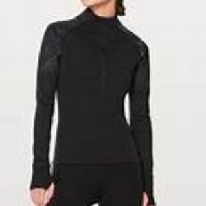 Lululemon Toasty Tech 1/2 Zip Black with Floral Design SZ 6